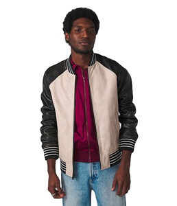 Chaqueta de Cuero Genuino de Vaca de Primera Calidad para Hombre, Estilo Vintage de Invierno, Cuello Alto, Logotipo Frontal, Secado Rápido - Product Image 1