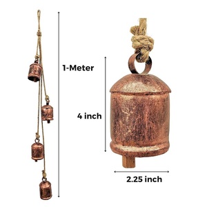 Cloches de Noël antiques rustiques faites à la main Lucky Metal Rope Jute Vintage Design pour ajouter du charme à votre ornement de boule d'arbre décoratif - Product Image 1