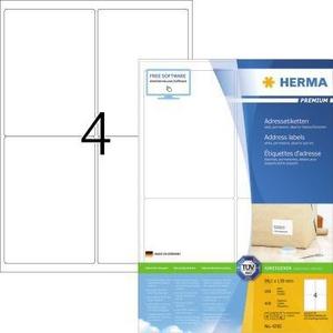 Etiquetas Universales Premium HERMA 99.1 X 139 mm, Papel Blanco No Removible, 400 Etiquetas/Paquete, Accesorios para Carpetas de Archivo - Product Image 1
