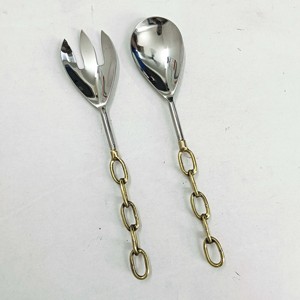 Mango de madera natural pulido a mano juegos para servir ensalada vajilla acabado brillante servir comida Servidor de ensalada - Product Image 5