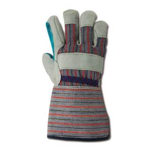 ถุงมือหนังแท้สีเทาแบบขายส่ง ลายทางสีน้ำเงิน ฝ่ามือสองชั้น สำหรับงานเชื่อมโลหะและอุตสาหกรรม สำหรับผู้ชาย - Product Image 6