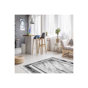 Conjunto de alfombra de área impresa digital detallada con marco gris-blanco - Product Image 2