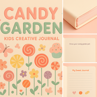 LABON Candy Garden A5 Kinder-Kreativ journal mit Lutscher blumen und Pastellfarben zum Kritzeln, Zeichnen und täglichen Spaß