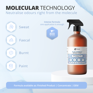 Neutraliseur d'odeurs en spray intense Formule bleue : Odeurs de sueur, de fèces, de fumée et de solvants - Bouteille de 1L - Prêt à l'emploi - Product Image 2