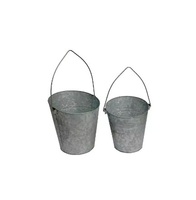 Lot de 2 poubelles galvanisées de forme ronde poubelle en fer métallique faite à la main pour le nettoyage domestique poubelles sur pied