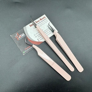 Pince à épiler d'extension de cils en acier inoxydable personnalisée professionnelle noire nue poignée en diamant pointe pointue pince à cils de beauté - Product Image 4