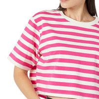 Vente en gros de vêtements d'été de marque t-shirt court à la mode col en o à manches courtes t-shirts pour femmes à vendre