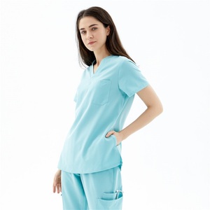 Venta al por mayor de uniformes médicos de Enfermería de LICRA unisex longitud completa logotipo personalizado color transpirable diseño de moda uniformes de hospital - Product Image 1