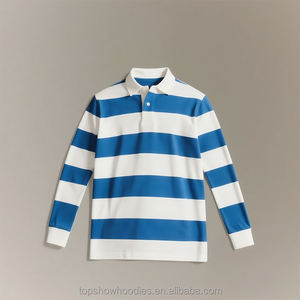 Camiseta de Rugby de algodón pesado Unisex 100% personalizada, ropa deportiva de sublimación personalizada, camisetas de Rugby transpirables de manga larga a rayas cosidas - Product Image 2