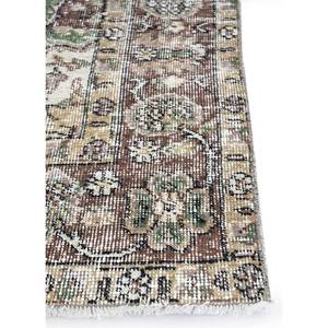 Tapis en laine gris et noir vintage noué à la main, motif médaillon classique, puzzle rectangulaire pour couloir, tapis moelleux pour salon - Pae-2753 - Product Image 4