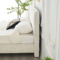 Cadre de lit rembourré en bouclette blanche de luxe moderne, tailles Queen et King, mobilier de chambre à coucher, vente en gros d'usine, commande en gros personnalisée