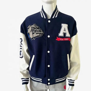 Custom Men's Vintage Varsity <b>Jacket</b> Winter <b>Bomber</b> Wool Eco-Friendly Breathable Stand Collar Embroidery Custom Letterman <b>Baseball</b> - Product Image 1