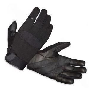 Guantes tácticos de cuero de supervivencia al aire libre negros con guantes de manejo protectores de goma - Product Image 4