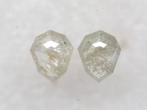 2.83 CT naturel sel poivre bouclier coupe paire 9.29X7.63 MM rustique fantaisie jaune diamant boucle d'oreille bijoux diamants en vrac - Product Image 3