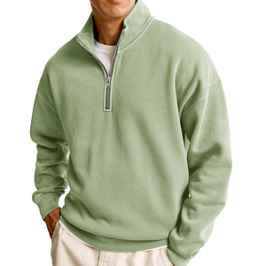 Customizable Oversized <b>Men's</b> Half-<b>zip</b> Mock Neck Pullover sweatshirt High Quality <b>Fleece</b> Mock neck zipper For <b>Men</b> - Product Image 2