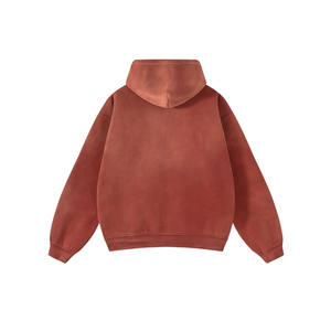 Sweat à capuche ample pour couples Acid Wash Raw Hem Hoodies Sweatshirts d'hiver avec technique de teinture unie - Product Image 4