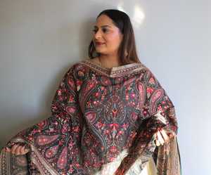 ผ้าคลุมไหล่ผ้าไหมยาวทำด้วยมือสไตล์โบราณพร้อมกระจกหนักงานปักลวดลายชาติพันธุ์ออกแบบ AA-IMPEX ตามต้องการ - Product Image 3