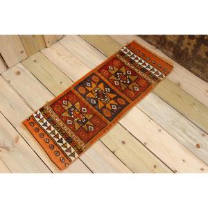 Tapis vintage 1,2 x 3 pieds, tapis turc en laine à imprimé animalier orange - Product Image 1