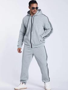 Por encargo de los hombres de alta calidad transpirable invierno Casual chándal de algodón de lana ropa deportiva impresa cremallera Sudadera con capucha pantalones de chándal - Product Image 4
