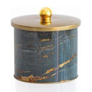 กระป๋องโลหะทรงกลมแบบ1.7L พร้อมที่จับลูกบิด Ø140x125mm สีร็อคและสีทอง - Product Image 3