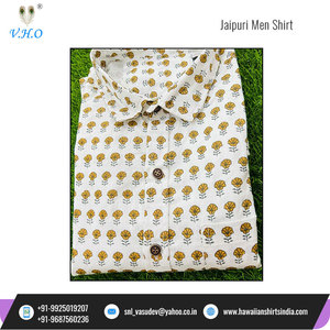 2023 Latest New Design Cotton Fabric Top Quality Short Sleeve Jaipuri Hand <b>Block</b> Print Men Shirt for Bulk Buyers - Product Image 5