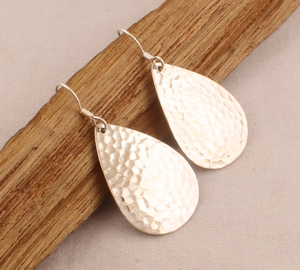 925 argent Sterling texturé martelé larme boucles d'oreilles pour les femmes à la main en argent poire forme boucles d'oreilles prix usine - Product Image 5