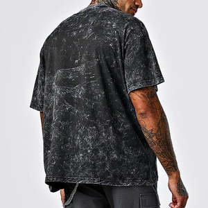 Black Acid Wash Alta calidad Nueva moda Diseño personalizado 250g Camiseta de gran tamaño 100% algodón Camiseta desgastada para hombres - Product Image 6