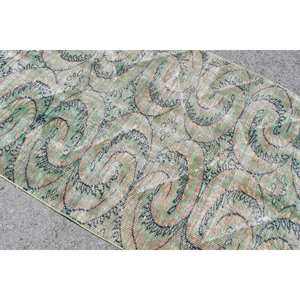 Alfombra turca Vintage, clásica, verde, Beige, 3,7x6,6 pies, área grande, patrón de retazos, material de lana rectangular, látex para la vida de los adolescentes - Product Image 5