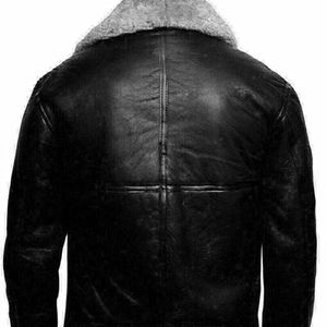 แจ็คเก็ตบอมเบอร์ขายส่ง แจ็คเก็ตบอมเบอร์ขนแกะแท้ แจ็คเก็ตบอมเบอร์หนังแกะแท้สำหรับฤดูหนาว สำหรับทุกเพศ - Product Image 3