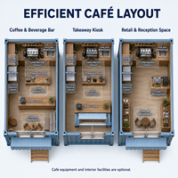 Cafetería Modular en Contenedor con Terraza en el Techo, Cafetería Portátil Prefabricada para Centros Comerciales y Parques, Proyectos Comerciales al Aire Libre
