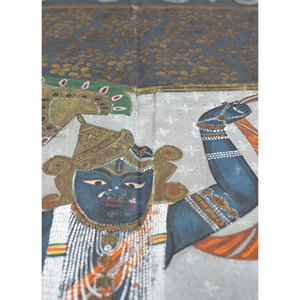 Art mural et tapisserie en tissu de coton gris et noir Pichwai Art, motif paysager pour la décoration intérieure - Product Image 3