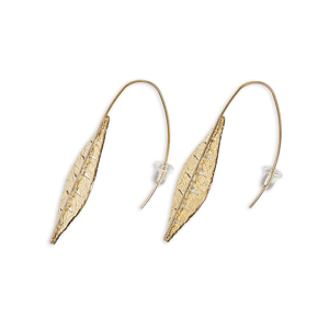 CUCOCUCA YXQ E250 Orecchini a lobo/goccia in acciaio inossidabile placcato oro, comodi ed eleganti, a forma di lea, disegnati e ispirati alla natura - Product Image 2