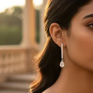 Collar con Colgante de Plata de Ley 925 con Circonita Cúbica para Mujer, Diseño Geométrico, Chapado en Oro Rodio, Cadena de Titanio con Diamantes Principales - Product Image 2