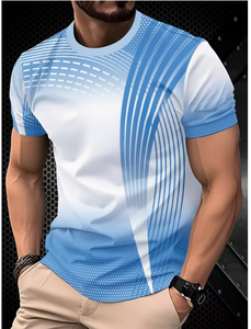 T-shirt pour homme à imprimé feuilles, col rond, manches courtes, tee-shirt graphique, streetwear décontracté d'été, t-shirt décontracté pour homme, t-shirt en coton - Product Image 4