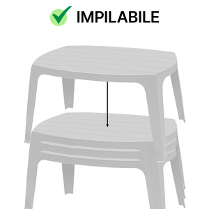 Progarden bianco 76.5x50x46h cm salotto esterno tavolo Kai impilabile in plastica mobili da giardino - Product Image 2