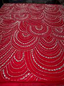 Tela de Encaje con Lentejuelas y Diseño de Puntos Transpirable, Precio de Fábrica en China, Material de Poliéster/Metálico Azul para Vestidos de Novia, Precio Razonable - Product Image 6