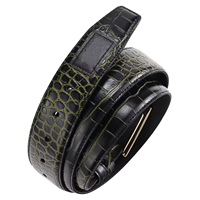 Boucle en acier Regalia, ceinture en cuir de vachette véritable vert, design personnalisé, respirante, imperméable, personnalisable pour homme