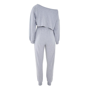 Sudadera con capucha de dos piezas recortada de alta calidad de algodón 100% para mujer, conjunto de chándal con hombros descubiertos de 2 piezas, Top corto y Sudadera con capucha - Product Image 5