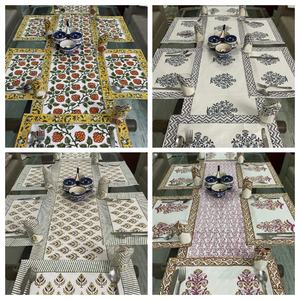 Block Printed <b>Table</b> Cloth Runner With Mats Set and Napkins Set Home Decor Kitchen Accessories Housewarming Gifts <b>Table</b> Decor - Product Image 2