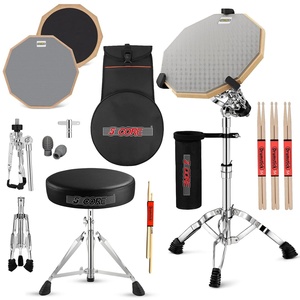 5Core Drum Throne Adjustable Guitar <b>Stool</b> Padded <b>Seat</b> + Drum Practice Pad Snare Drumming Stand - Product Image 1