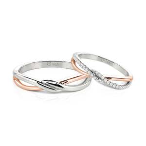 Jeulia Infinity Twist Two-Tone Rhodium & Gold Plated <b>Couple</b> <b>Ring</b> Set with Zircon - Product Image 1