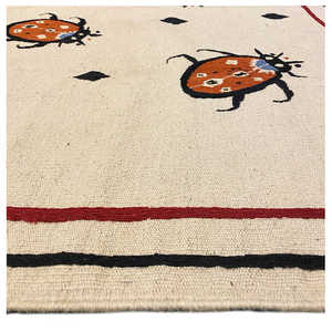 Beautiful Lady Bug Pattern Alfombras Hand Block Print Pattern Dhurries 100% Material de algodón Alfombras para la decoración de la sala de estar del hogar - Product Image 5