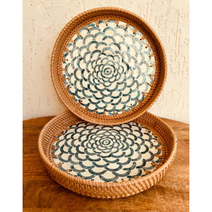 Handmade Serving Tray Eco-Friendly Rattan Elegant <b>Mother</b> Pearl Inlay Woven Tableware for Home Decor Gifting Catering Use - Product Image 4