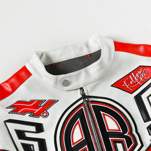 Chaqueta de carreras de cuero con parche bordado de cuero Retro de motocicleta personalizada para hombre chaqueta de invierno 2025 - Product Image 2