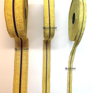 Ceremonial Gold Mylar <b>Braid</b> Lace Guards Lace Style with Purple Stripe Solid Gold Uniform Trim - Product Image 3