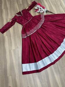 Conjunto de alta calidad Maroon Kediyu Lehenga en Chinon Thread Sequence Work Ropa de boda tradicional Navratri para mujeres para fiestas - Product Image 4