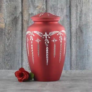 Urna para cenizas de Metal puro Premium más preciosa y valiosa Urna para cenizas conmemorativas funerarias rojas para servicios de entierro Venta directa de fábrica - Product Image 5