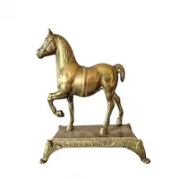 Indien fait à la main Antique Bronze laiton cheval sur roue Temple jouet 9x6 cm Antique Bronze cheval Statue décor à la maison