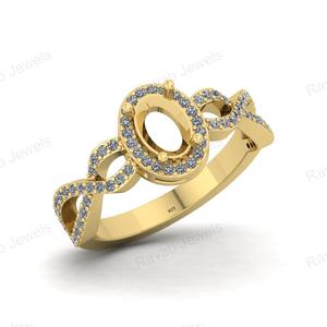 Bijouterie en argent sterling plaqué or 925 de bonne qualité à l'exportation Bijouterie ovale 8x6mm Résine semi-monture Fabricant en gros - Product Image 1