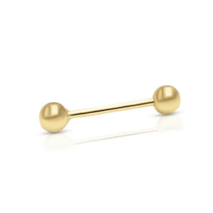 Anneau de langue à vis à la mode en or jaune mignon bijoux de corps de piercing fin avec 2 boules pour mariage et cadeaux - Product Image 1